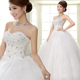 新娘婚纱韩式齐地抹胸婚纱礼服韩版公主蓬蓬裙 新款甜美可爱白纱