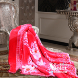 紫罗兰家纺 尊贵毛毯/玫红 床上用品冬季加厚双层拉舍尔毛毯