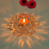 欧式水晶玻璃莲花烛台简约现代配用杯状蜡烛浪漫烛光晚餐烛台摆件
