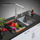 帕尼卡出口欧美厨房 台下盆手工水槽 不锈钢 双槽 加厚1.3洗菜盆