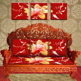 大红喜庆鲢鱼印花红木椅坐垫 沙发靠垫 罗汉床坐垫