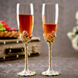 禾信钟爱一生婚礼对杯 珐琅彩水晶红酒杯 结婚礼物葡萄酒香槟杯