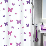 瑞士时尚卫浴SPIRELLA紫色蝴蝶涤纶布防水浴帘