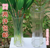 包邮玻璃透明水培简约现代时尚家居用品批发百合富贵竹花瓶六角