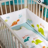 外贸原单纯棉婴儿床围 夏季宝宝床上用品 清新亮丽小恐龙儿童床靠