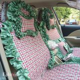 田园布艺女性汽车四季坐垫可爱韩国全棉免绑通用高档欧式蕾丝座垫