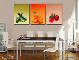 餐厅无框画三联画 时尚壁画 环保墙画 家居挂画 现代版画水果橙汁