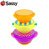 美国 Sassy 儿童餐具宝宝吸盘碗套装婴儿碗带盖三件套母婴用品