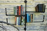 美式铁艺水管实木书桌书架组合墙上置物架创意落地书柜搁物架隔板