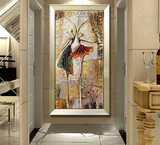 手绘走廊壁画挂画 抽象装饰画客厅有框画无框油画欧式 玄关画竖版