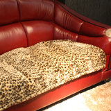 包邮沙发垫毯 床尾装饰毯 榻榻米地垫 飘窗垫 奢华仿皮草豹纹棕色