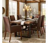 美式复古实木铁艺餐桌椅组合 简约折叠餐桌长方形 餐台小户型饭桌