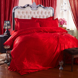 床上用品贡缎提花加大全棉被套床单四件套时尚婚庆用品1.8米包邮