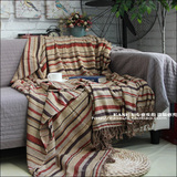 沙发毯盖布桌布雪尼尔深色条纹休闲毯北欧简约美式乡村巴赫随想虹