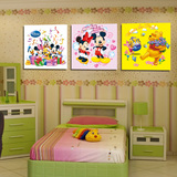 迪士尼卡通壁画米奇维尼熊儿童房装饰画卧室床头画幼儿园挂画三联
