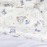 742-白底卡通小熊AB版 宝宝床品床单面料 斜纹纯棉布料1.6米宽