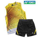 正品Yonex/尤尼克斯羽毛球衣服男圆领无袖速干运动比赛服套装团购