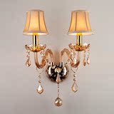 现代时尚欧式水晶壁灯 卧室床头过道LED蜡烛灯饰香槟金色墙壁灯具