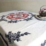 布络中式桌布 餐桌茶几布 富贵牡丹纯棉印染布艺 圆桌布盖布台布