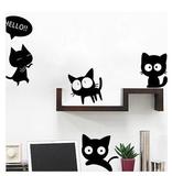 个性小猫墙贴客厅沙发背景墙装饰书房橱柜儿童房布置可移除贴纸