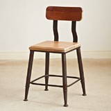 特价热卖欧式风格铁艺靠背坐凳 咖啡厅实木椅子 做旧复古餐椅