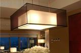 简约大气新款双层羊皮布艺吊灯正方形客厅卧室书房餐厅现代中式
