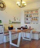小户型餐桌/地中海欧式美式乡村风格实木餐桌定制做旧餐桌椅组合