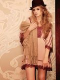 日系Mercuryduo原单畫冊款 渡邊由香示範 蕾絲花邊喇叭袖連衣裙