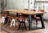 美式复古全实木会议桌子简约现代办公桌loft风格长条桌接待桌餐桌