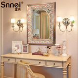 美式复古创意美容梳妆化妆镜北欧简约大号浴室卫生间厕所壁挂镜子