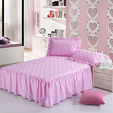 全棉单色纯色缎条夹棉加厚防滑床罩床裙单件纯棉1.5m床1.8米2米