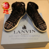 【现货40】 Lanvin 男士秋冬新款 彩色格纹高帮休闲鞋