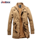 joobox品牌男式休闲立领加厚绒男士中长款夹克外贸外套棉风衣男装