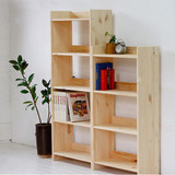 实木书柜 韩式简易书柜 书架 置物架 简约现代杉木松木 组合书柜