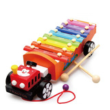 儿童早教音乐教具八8音阶手敲琴拖拉玩具车宝宝木琴 汽车琴