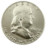 1952-1963 美国富兰克林银币50美分 AU Franklin Half Dollar