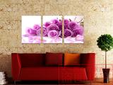 水晶画背景墙装饰画客厅现代无框画三联画餐厅挂画壁画紫色玫瑰花