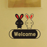 墙贴客厅卧室装饰贴纸儿童房卡通贴画 创意门贴 玻璃贴 小兔子