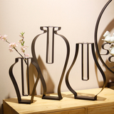 北欧中式抽象花瓶形状铁艺摆件家居客厅玄关五斗柜装饰摆设工艺品
