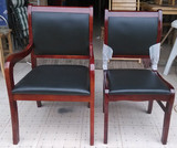 实木餐椅 职员椅时尚简约办公椅子靠背椅皮革面实木椅