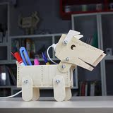 Geekcook 创意DIY手工木质拼装机器小狗狗台灯 杂物收纳灯礼