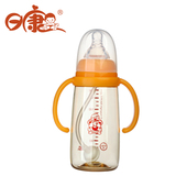 正品日康宝宝标准口径带手柄吸管婴儿自动奶瓶 PPSU 200ML