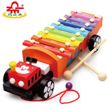 儿童八8音阶拖拉手敲琴音乐玩具车6-10个月宝宝男女孩木琴汽车琴