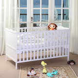 宝宝床欧式实木婴儿游戏床多功能环保儿童少年床双胞胎婴儿床白色