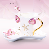 包邮陶瓷牵牛花杯珐琅瓷杯咖啡金鱼杯子情侣礼品创意艺术茶水杯