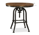 仿锈做旧餐桌美式圆桌实木复古茶几经典咖啡桌酒吧桌椅升降桌椅子