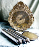 古董级德国造‘白铜百荷盘面’走重锤机械挂钟