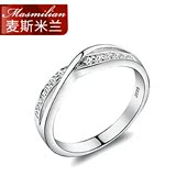 麦斯米兰SHEERY钻石戒指 碎钻镶嵌韩式女款S925银镀白金指环J10