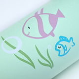 10米包邮 pvc加厚自粘墙纸壁纸儿童房卡通卧室防水温馨壁画绿色鱼