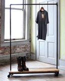 美式复古实木做旧铁艺服装架落地式服装店衣架挂衣架服装展示架